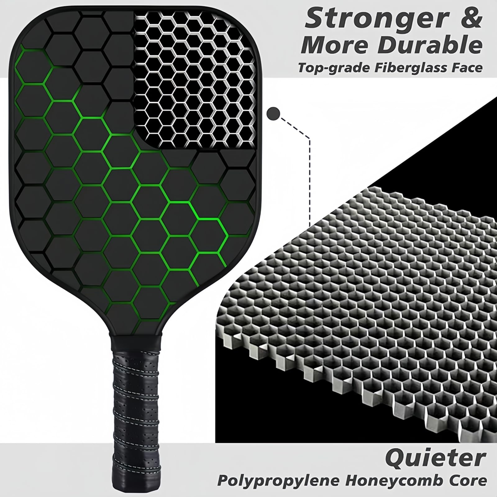 Xfopz Pickleball Paddles Set, Glass Fiber USAPA Approved Pickle Ball Paddle Indoor Outdoor Rackets Pickleballs Racquet Gifts (Honeycomb) 2