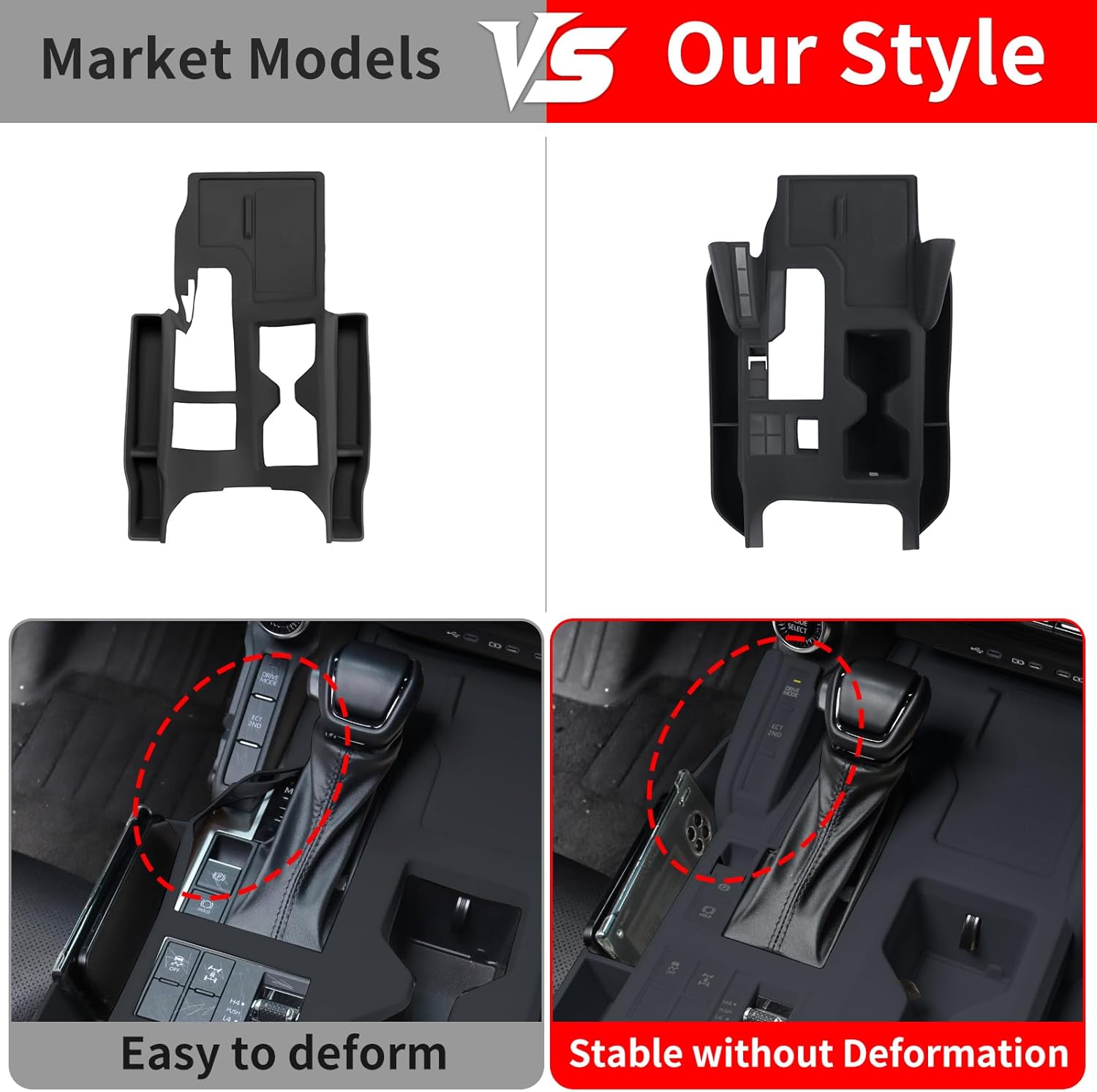 Central Control Silicone Storage Box for 2024-2026 Toyota Land Cruiser 250 1958 Prado Lc250 Seat Gap Storage Box Wireless Charging Silica Gel Pad Modification 2025 land cruiser accessories (Black)