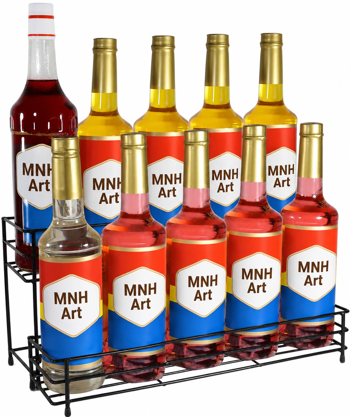 2 Tier water bottle holder oil stand for kitchen Expandable Spice Rack Organizer, Black Counter Storage Shelf for Kitchen Cabinet, Pantry Storage (counter top)-image-31