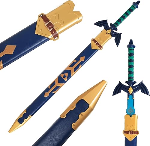 Miniatura 4 de Wuton Legend of Zelda Master - Espada de eslabones de metal completo, réplica de hoja azul de acero inoxidable 11, espada real de 43 pulgadas,
