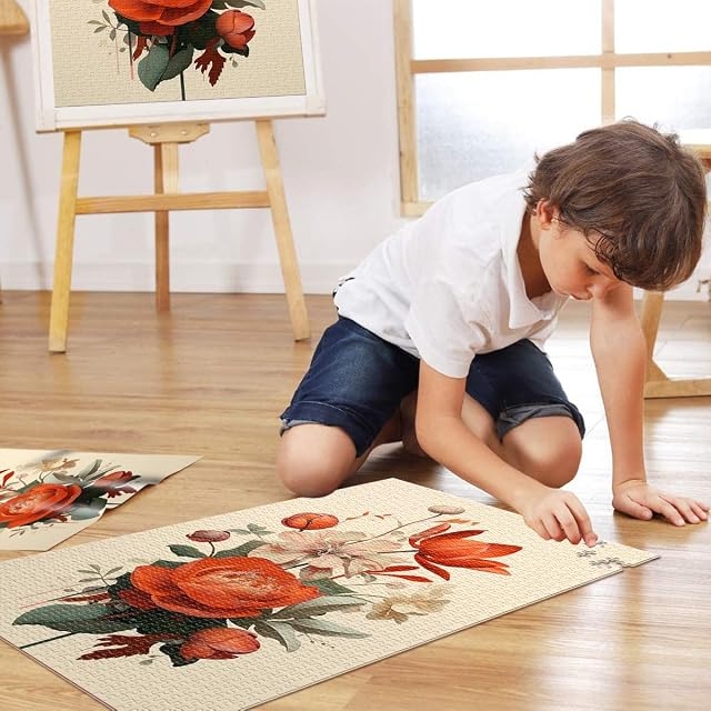 Foto 4 de 6 de Rompecabezas de 2000 Piezas para Adolescentes Ramo de Flores de Color Naranja Juguetes de Bricolaje…