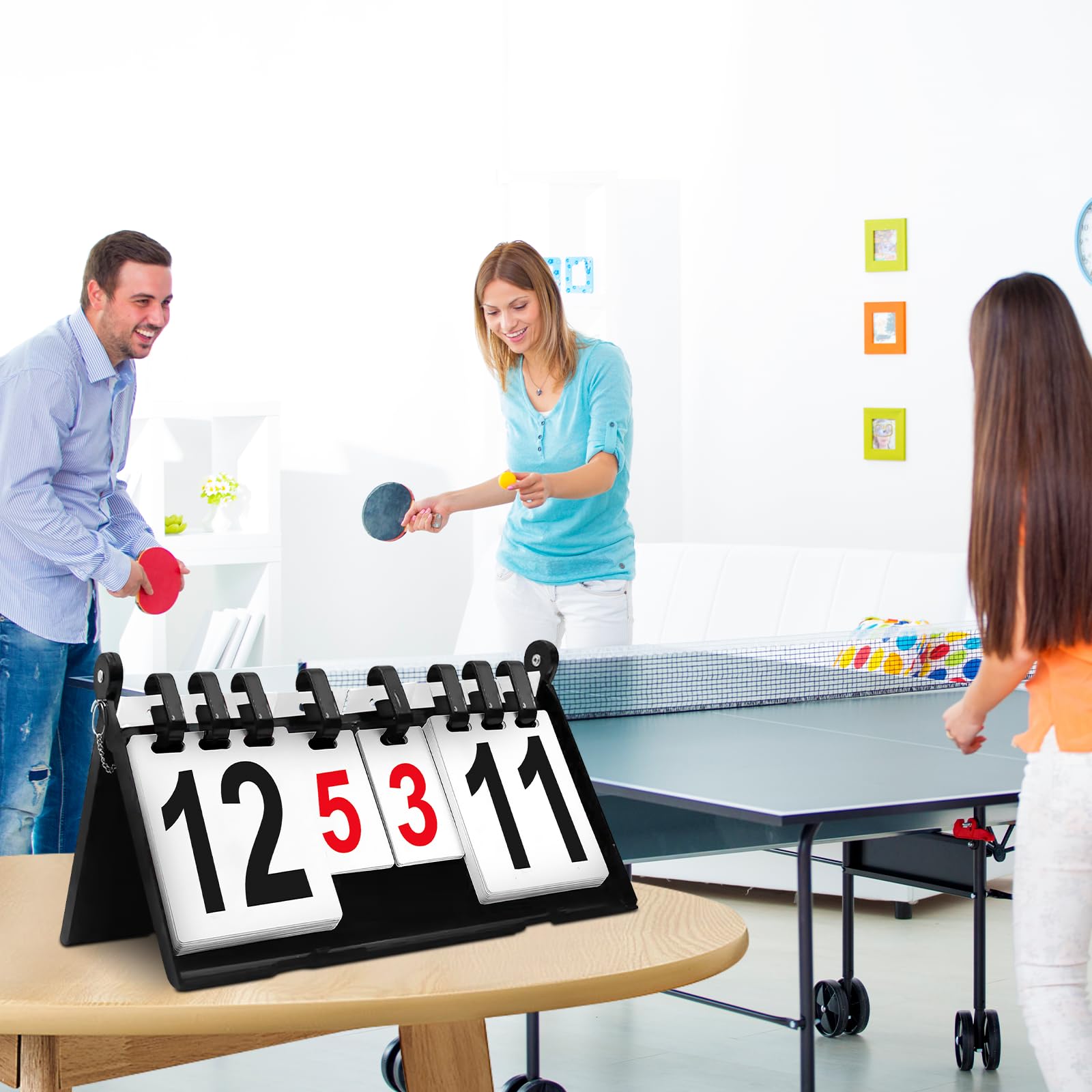 PORFOYO Tabellone segnapunti sportivo a 4 cifre, con chiusura a flip, per calcio, pallacanestro, badminton ping-pong