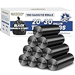 T.FORING 20-30 Gallon Trash Bags Black - 1.28 Mil Thick,30 x 35 Large Garbage Bags 100 Count20+ Gallon Heavy Duty Trash Can Liners Unscented for Kitchen Home Office Commercial Outdoor