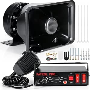 AnTom SoundAlert Police Siren PA System for Truck & Car, w/ Handheld Mic