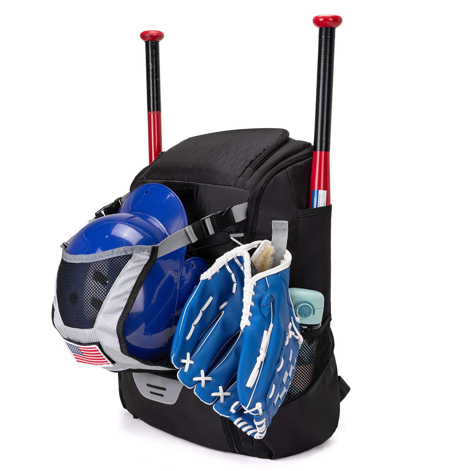 Mochila de béisbol Rosa, Bolsa de softbol Impermeable Tela Oxford para prolongado, Bolsa béisbol poliéster, Incluye Bates y Guantes.