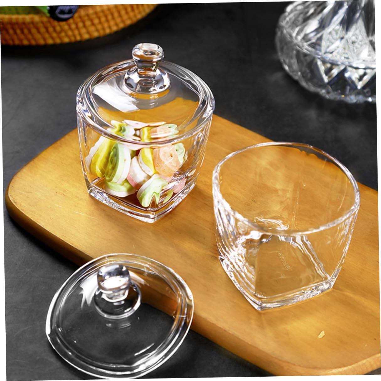 SHINEOFI 2 Stück Glas Snackbehälter Mit Deckel 260ml Aus Klarglas Luftdichtes Bonbonglas Für Süßigkeiten Und Teeaufbewahrung Dekorativer Vorratsbehälter