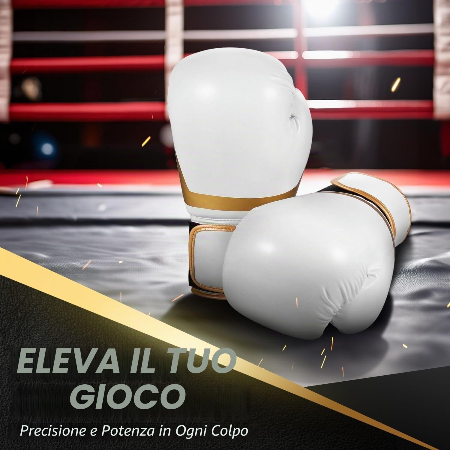 Flexzion Guantoni da boxe da 283,5 g, per uomini, giovani e donne, guanti da boxe da 283,5 g, per kickboxing, MMA, Muay Thai, allenamento, risparmio, bagaglio con fascia per il polso, bianco