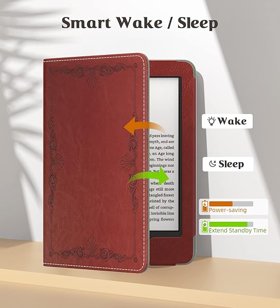 MoKo Case Fits All-New 6" Kindle(11th Generation, 2024/2022 Release)/ Kindle(10th Gen,2019)/Kindle(8th Gen, 2016), Ultra Lightweight PU Shell Cover with Auto Wake/Sleep for Kindle 2024, Vintage Style - 5