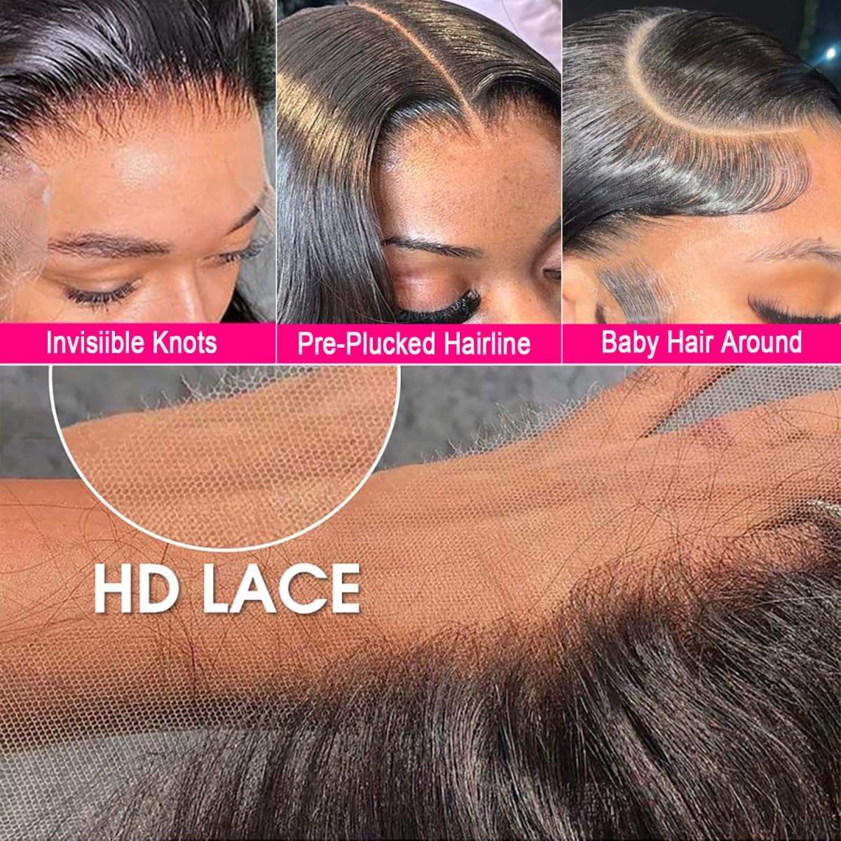 Lemoda Body Wave Lace Front Wigs Human Hair 13x6 Transparent HD Lace Front Wig Pre Plucked with Baby Hair Malaysian Virgin Human Hair Wig for Women Natural Black 20 Inch