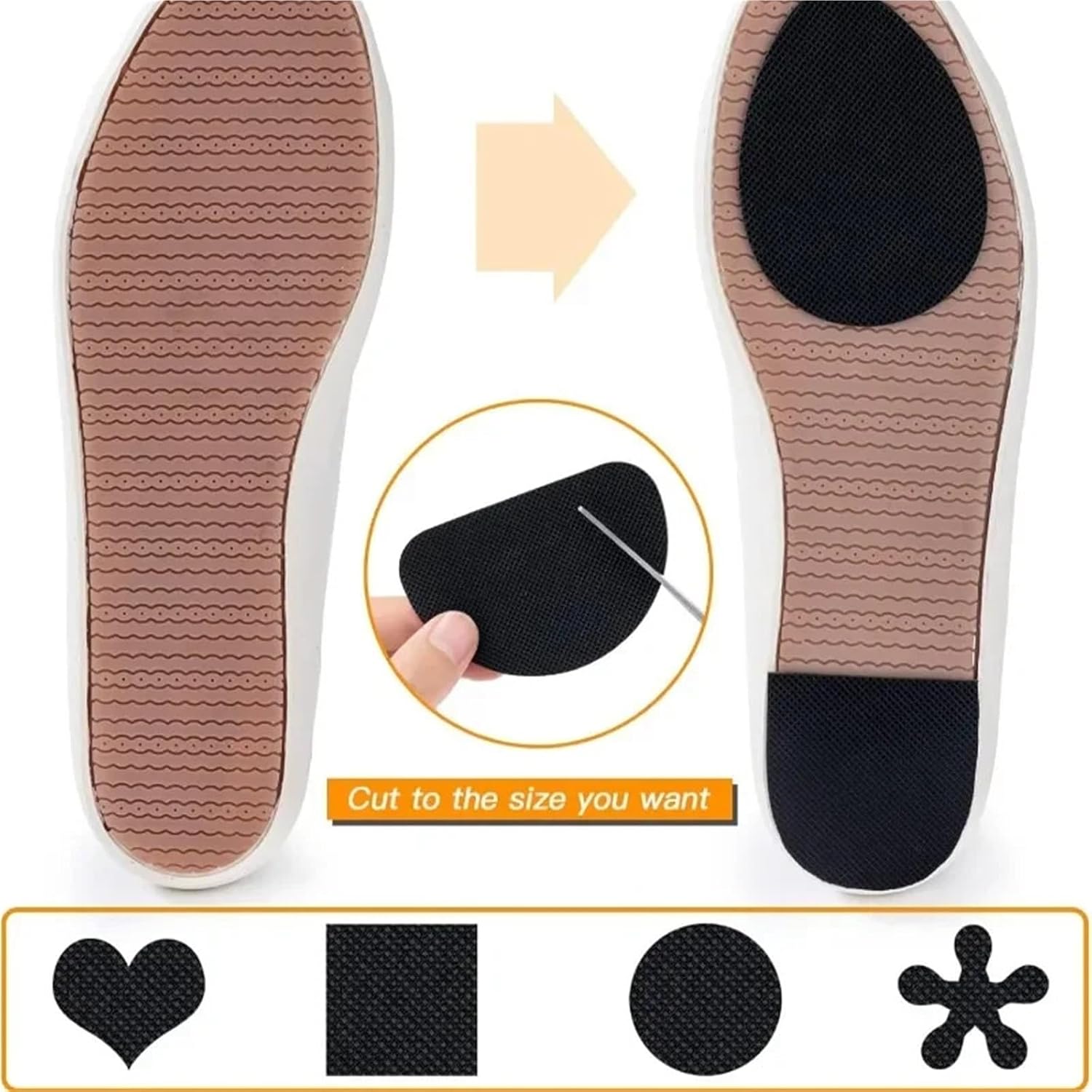 Anti Slip Shoe Grips 12pairs Sole Wear Resistant Sticker High Heels Cuttable Ellipse Patch Sole Strong Adhesive