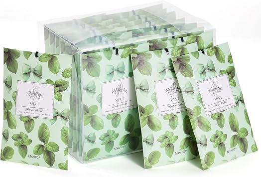 MYARO 20Pcs Peppermint Scented Sachets, Closet Deodorizer Car Air Freshener | Long-Lasting Sachet Bags, Odor Eliminator for Closet, Drawer, Bathroom, Clothes, Fabric Refresher, Home Fragrance Gift Set