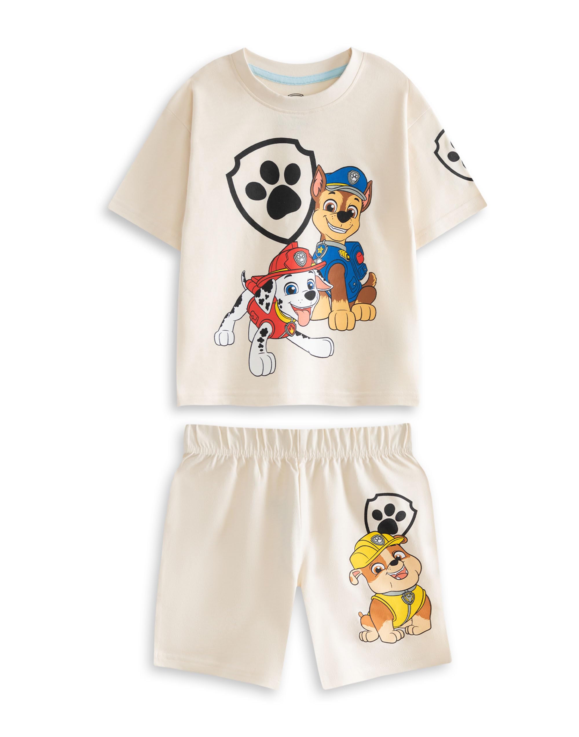 Paw Patrol Boys Ensemble de Pyjama Vert Clair, Gris et crème | Multi-Pack de 3 vêtements de Nuit à Manches Courtes et Jambes Courtes | Chase, Marshall, Skye & Rubble Vêtements de détente imprimés