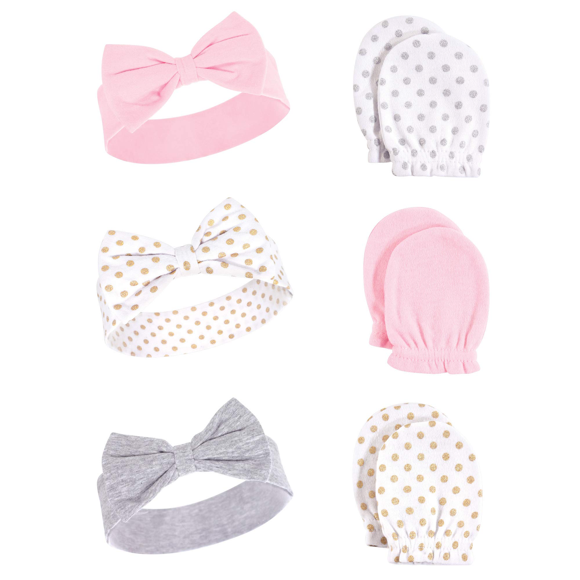 Hudson Baby Baby Girls' Cotton Headband and Scratch Mitten Set