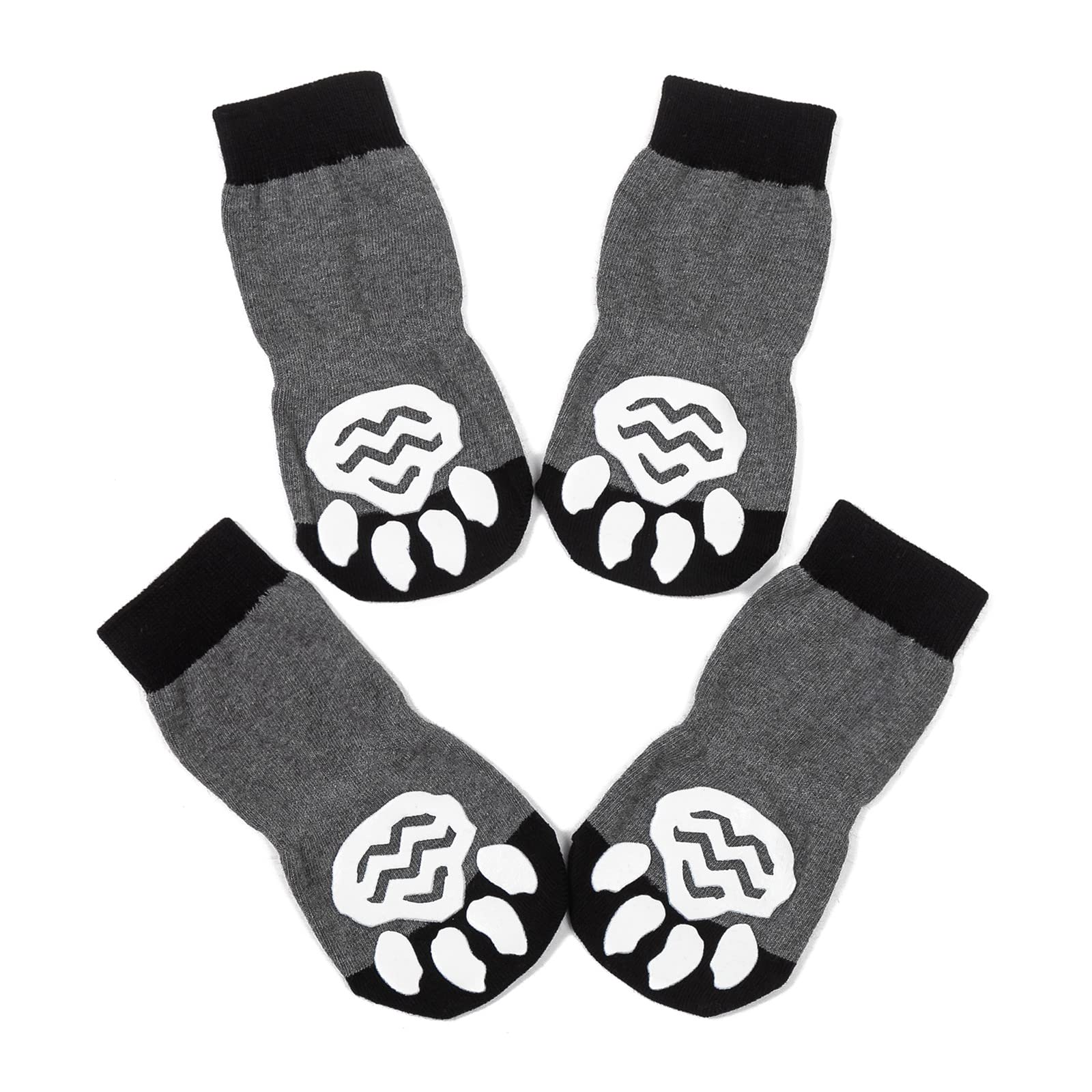 4 Pcs Anti-Slip Pet Dog Cat Socks / Paw Protector / Traction Control for Indoor Wear, Knitted Pet Dog Cat Socks Rubber Reinforcement