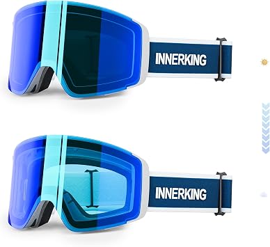 Innerking Photochromic Ski Goggles for Men & Women, Magnetic Flip-Up Snowboard Goggles, OTG Anti-Fog Lens, UV400 Protection Snow Goggles for Adult Skiing & Snowboarding