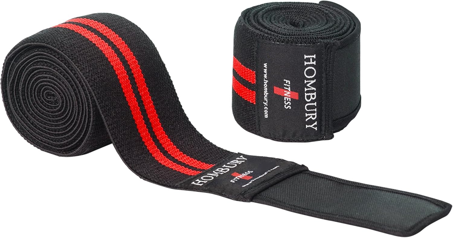 HOMBURY Knee Wraps with Compression & Elastic Support, Adjustable, 72” Long, 3" Wide (Blue, 72"): Sports & Outdoors