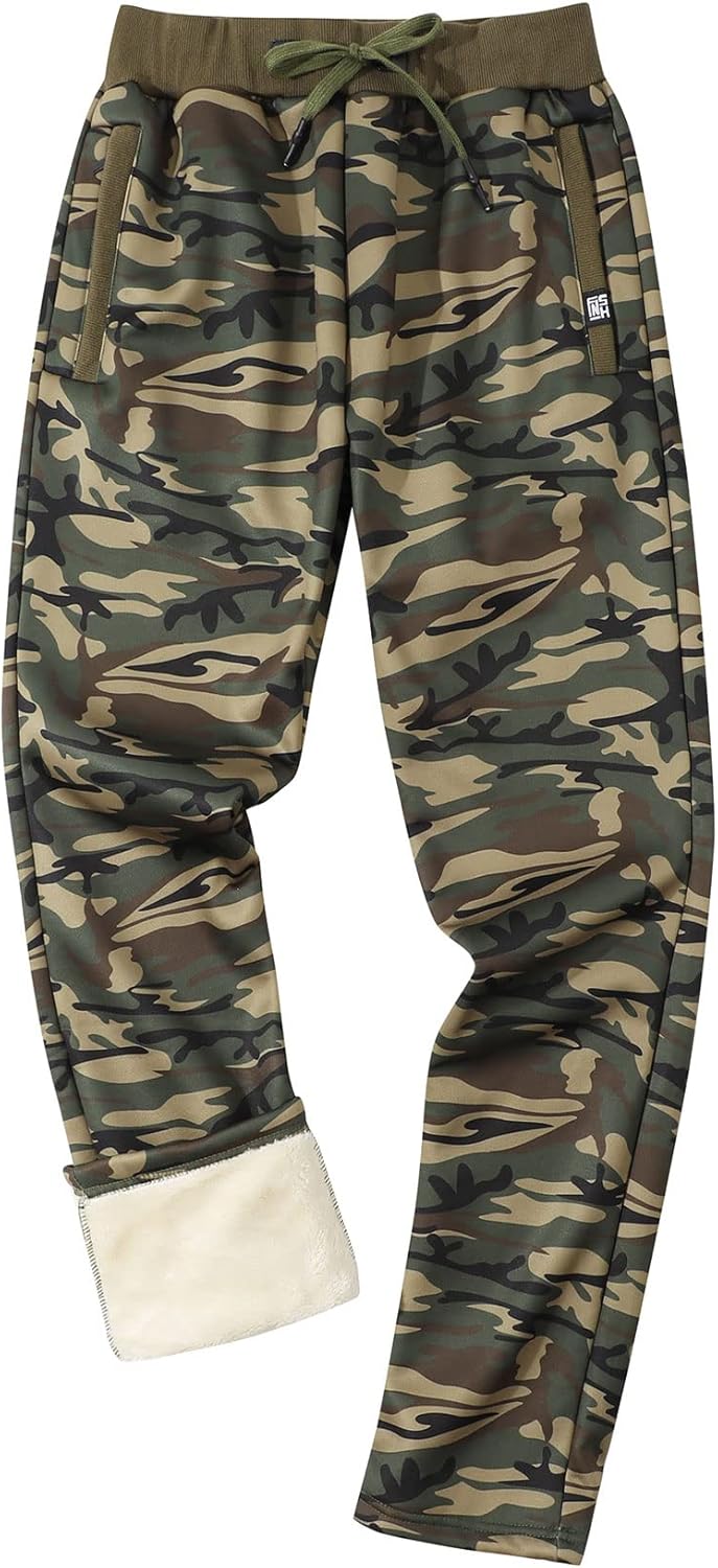 Gihuo Men's Sherpa Lined Athletic Sweatpants Winter Warm Track Pants