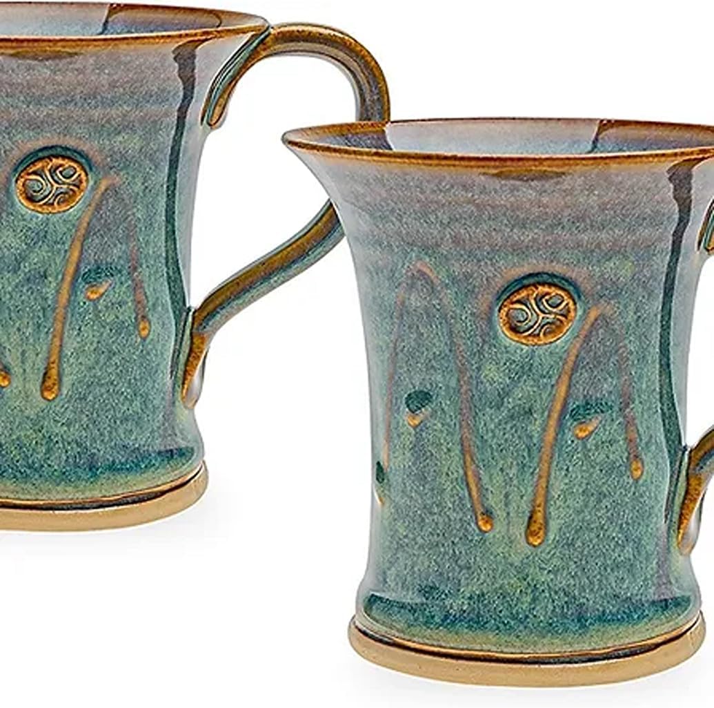 Castle Arch Pottery Celtic Mug Irish Handmade Pottery Tea Coffee Ceramic Cup Made in Ireland, medium, Hampton Blue