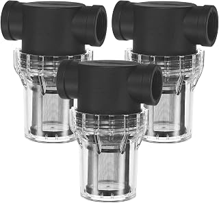 3-Pack Water Pump Strainer with 80 Mesh Stainless Steel Filter Screen, 3/4 Inch Pipeline Filter for Garden Hose Outdoor RV Water Tank Pressure Washer Inlet [Black]