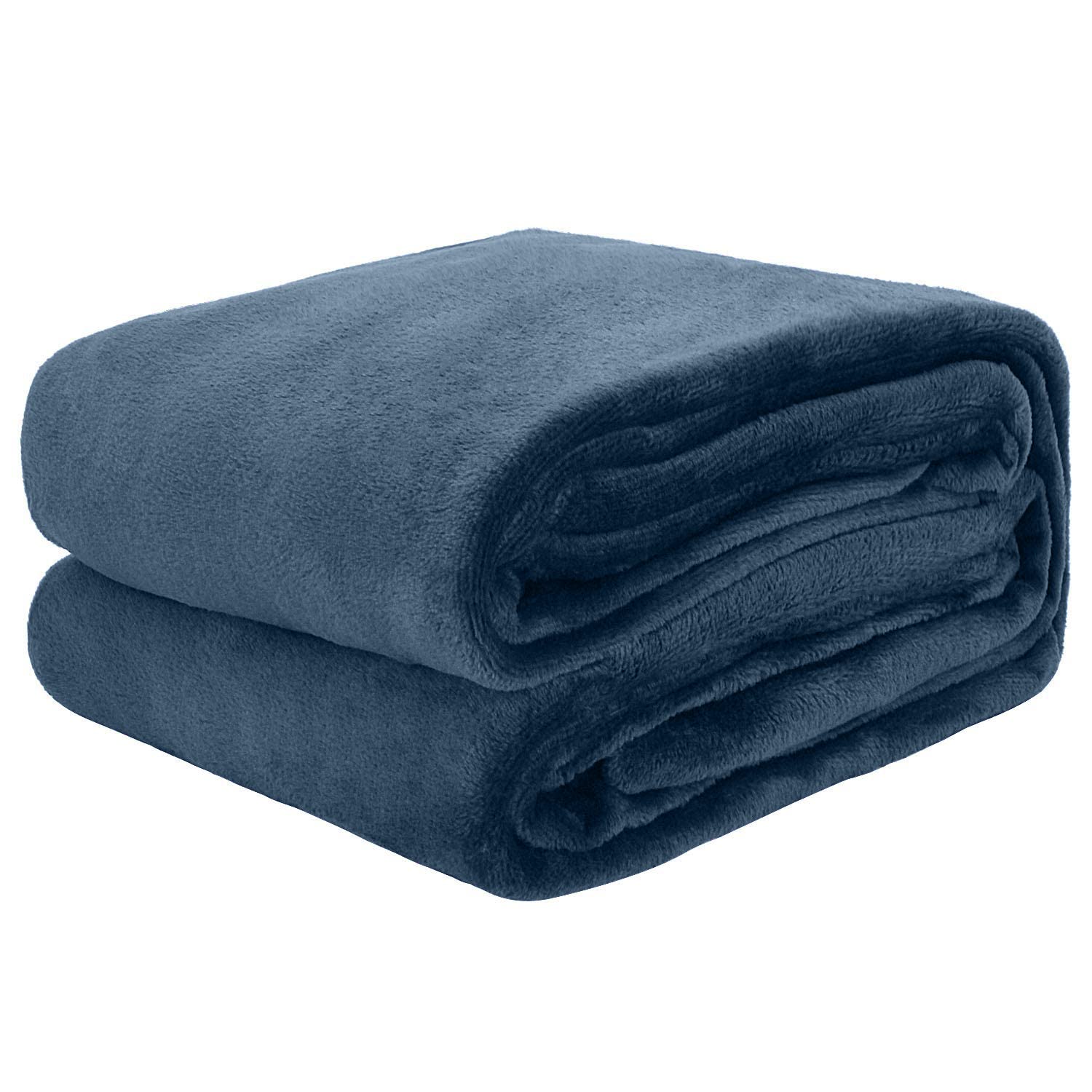 Flannel Fleece Blanket King Size (200x220) for All Season ,Fluffy Blanket Warm Bed Throws for Sofa & Bed ,Comfortable and Soft Flannel Fleece Blanket (Blue)