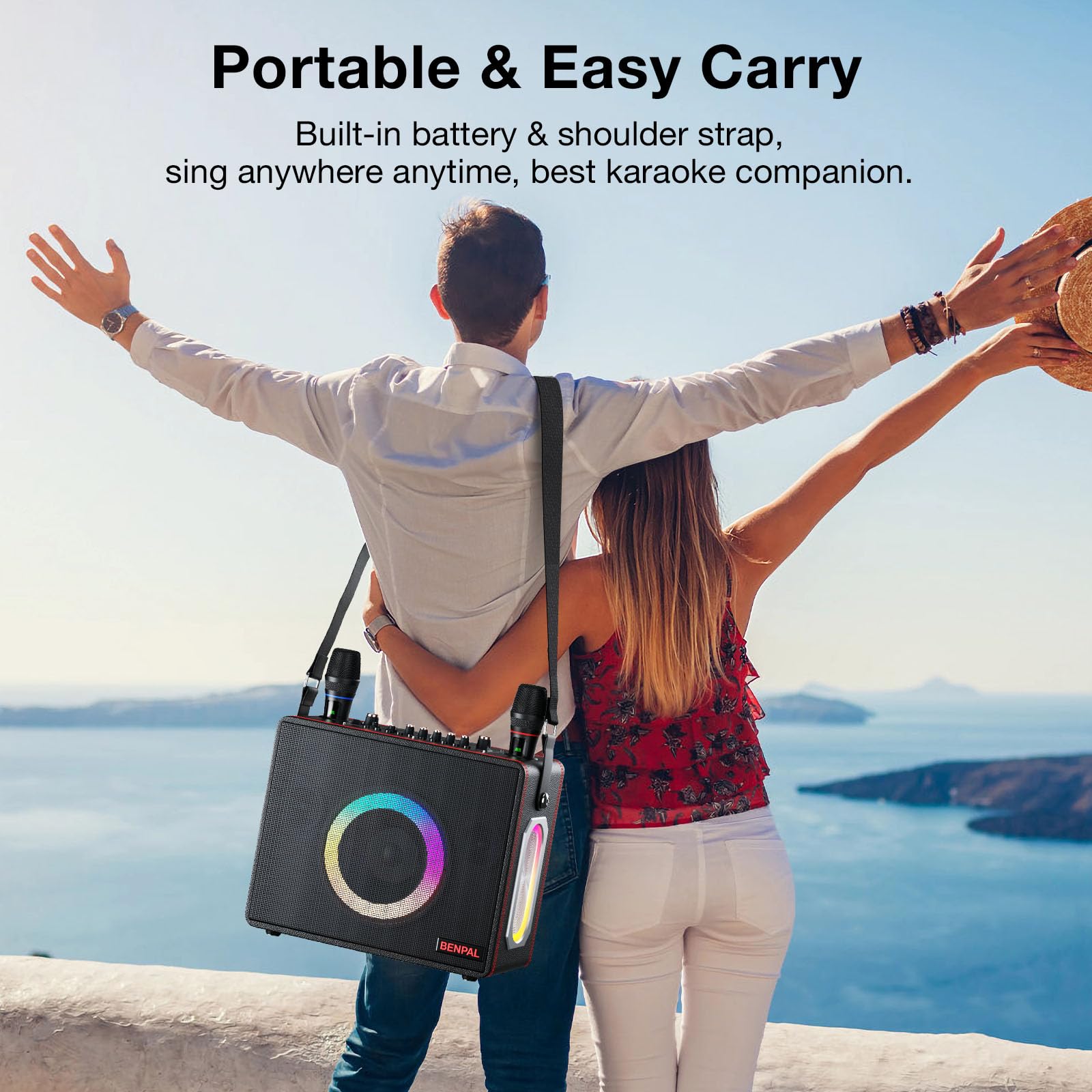 Máquina de karaoke inteligente con pantalla de letras, pantalla táctil integrada de 14 pulgadas | Altavoz de potencia de 600 W y dos micrófonos inalámbricos, sistema PA portátil para el hogar o fiesta al aire libre