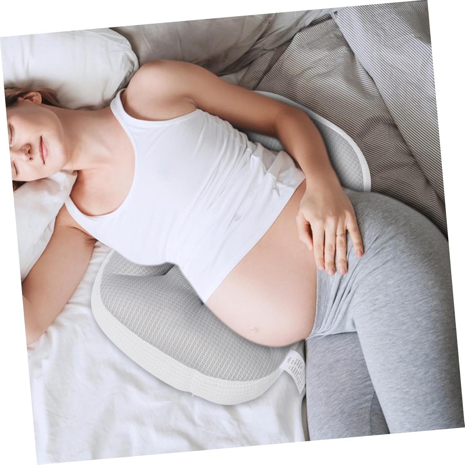 Pregnancy Pillow for Pregnant Women Support Cushion for Back and Belly 100% Cotton Maternity Pillow Removable Cover for Rest and Comfort 2-Piece Set