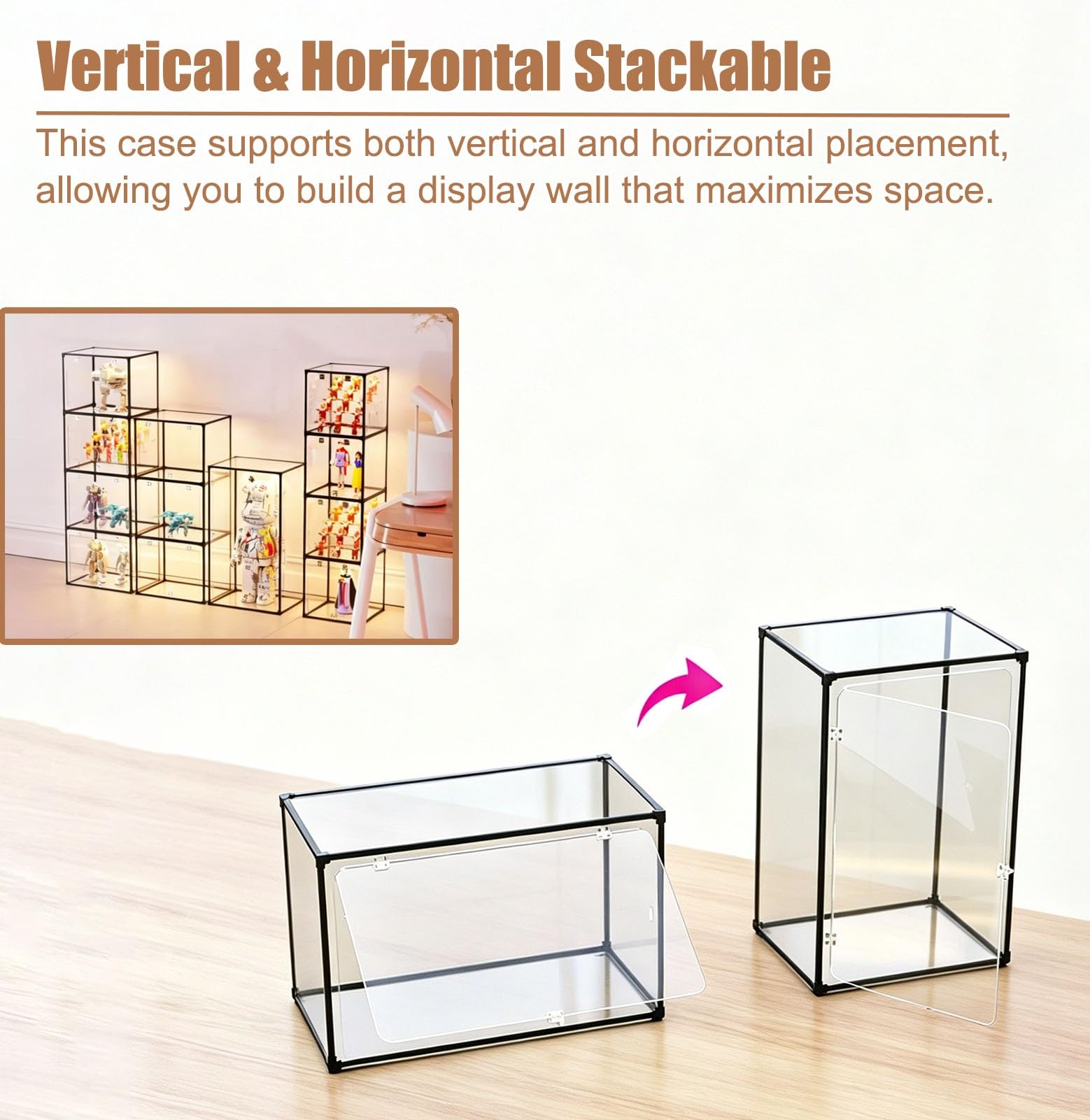 Teca Plexiglass Custodia Organizer Trasparente con Vista a 360°, Cerniera