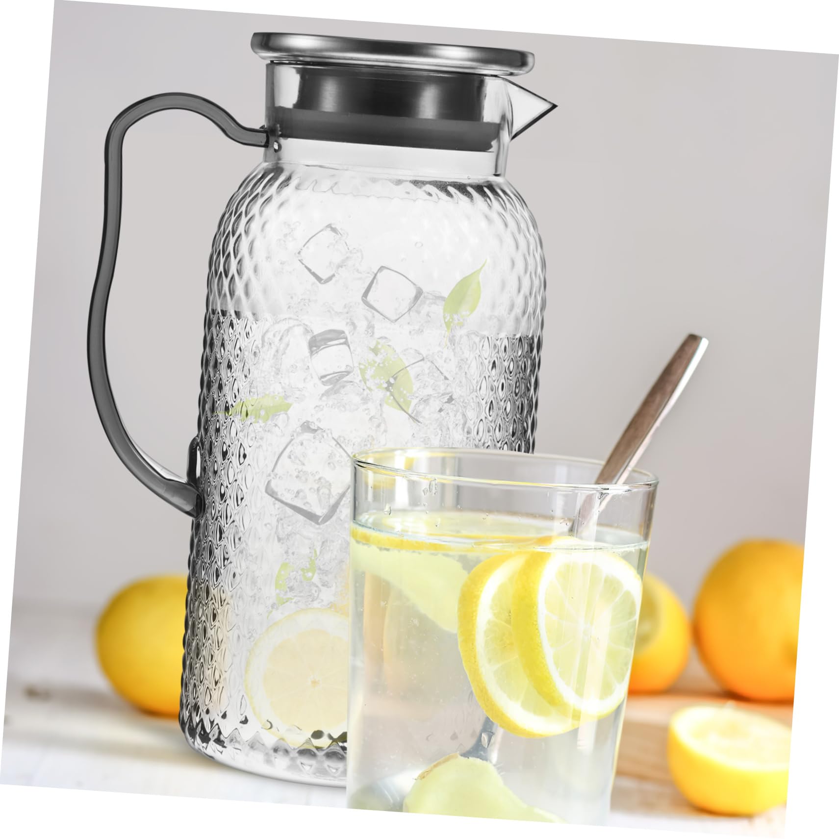 Cabilock Confezione Da 2 Caraffe Per Succhi in Acrilico - Brocca Di Capacità Con Coperchio Per Acqua Per Frigorifero Design Elegante Per Casa E Feste