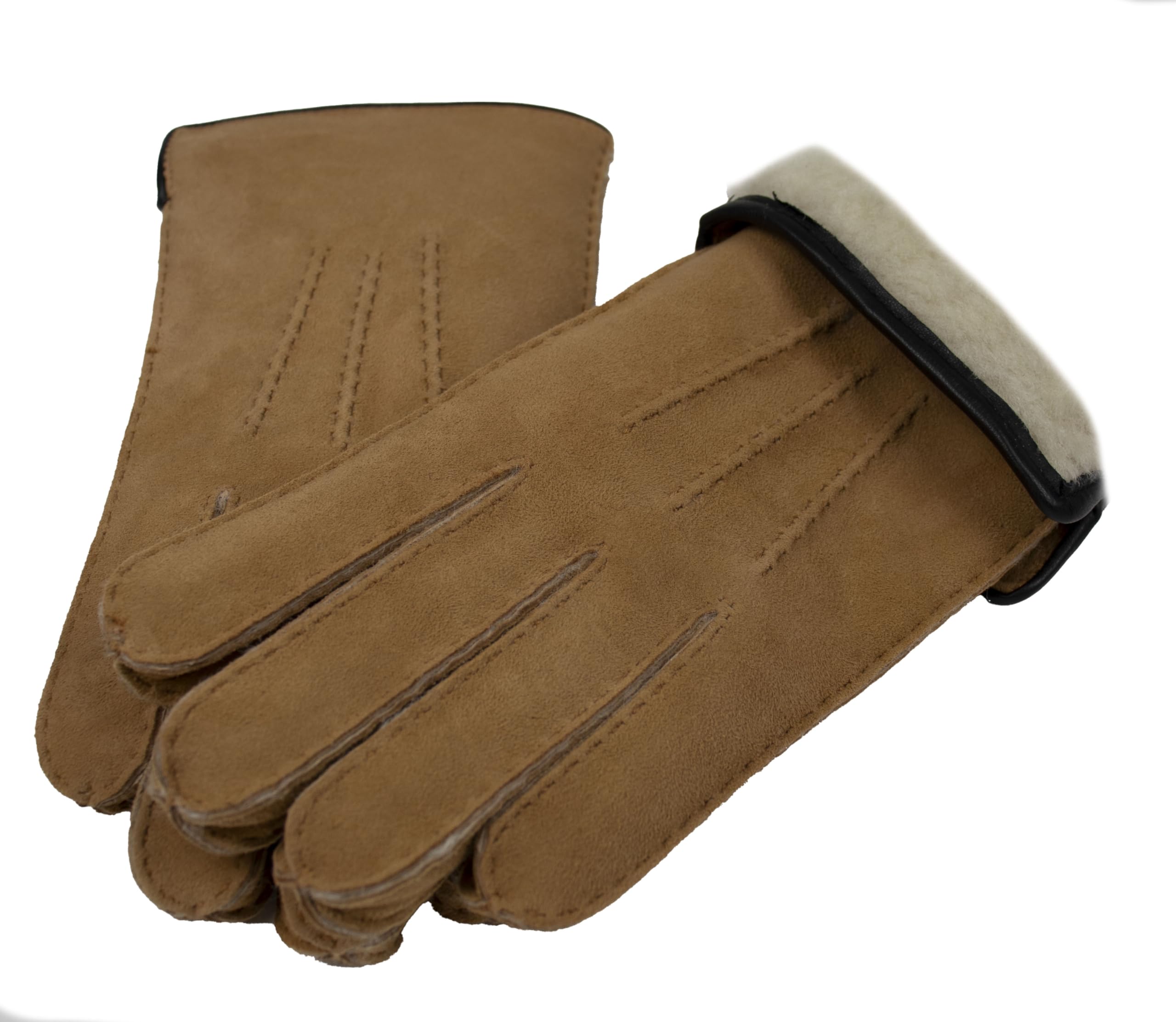 Reissner Lammfelle warme Merino Lammfell Handschuhe für Damen und Herren LUXIOR HDS-FINGER4 in beige, braun und schwarz