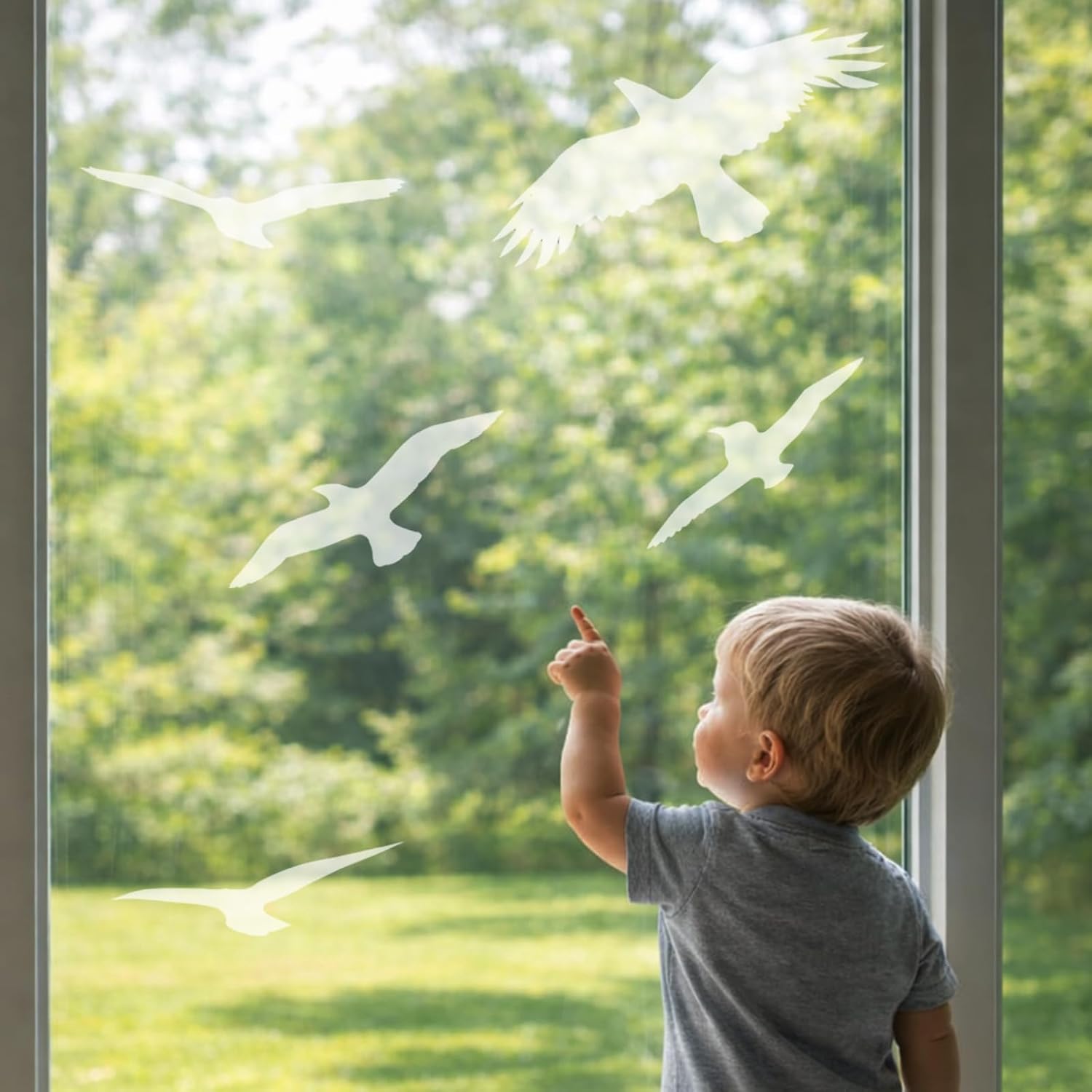 UV Bird Window Decals Anti Collision – Invisible Glass Stickers to Prevent Bird Strikes, Works Outside, Transparent Design, Large Size 9 Pack