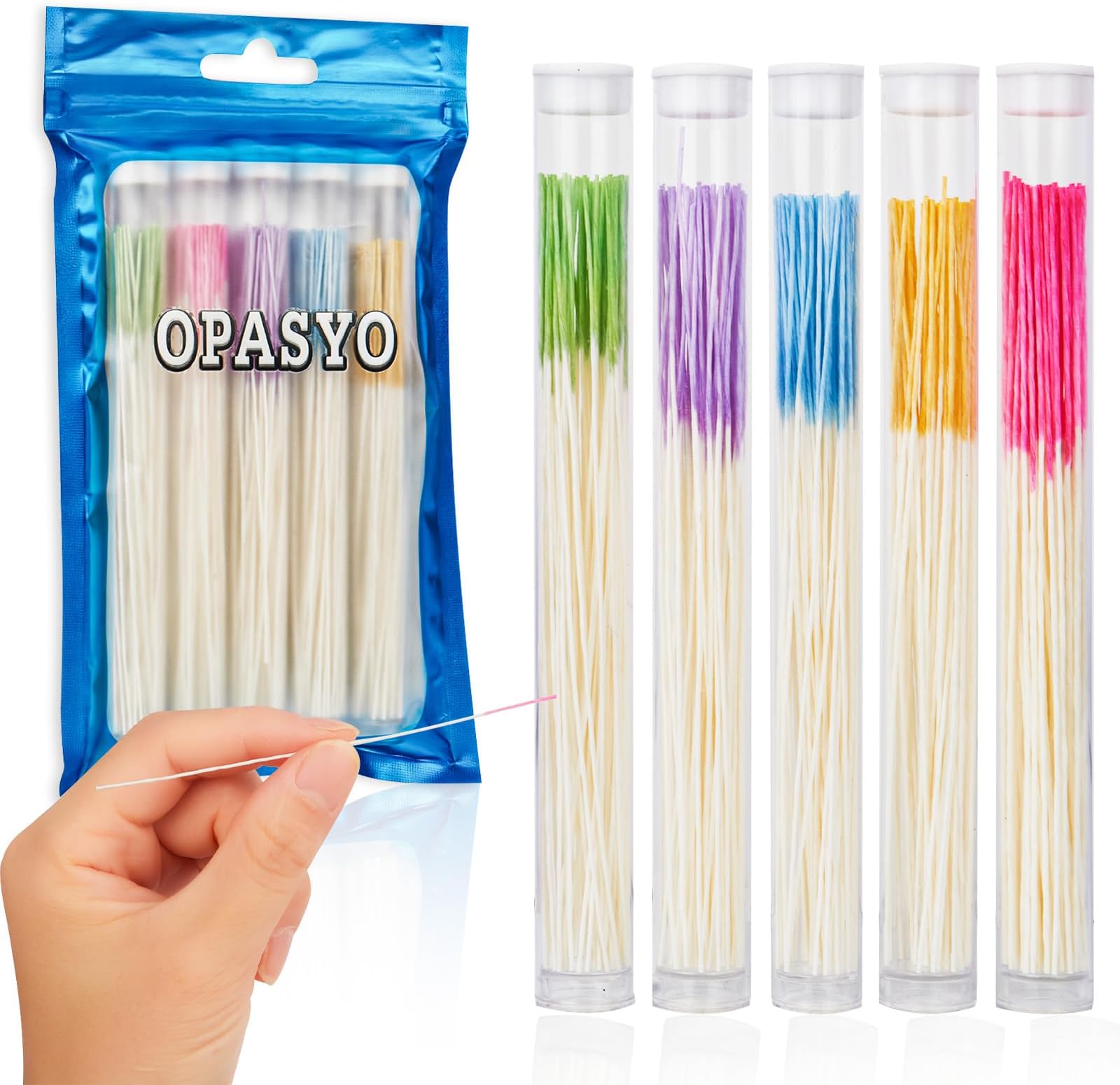 opasyo Ear Hole Cleaner 300PCS Ear Piercing Cleaner Floss,5 Colors Earring Hole Cleaner for Girls Women Men,Disposable Piercing Cleaner Floss Ear Piercing Care Cleaning Tool (5colors)