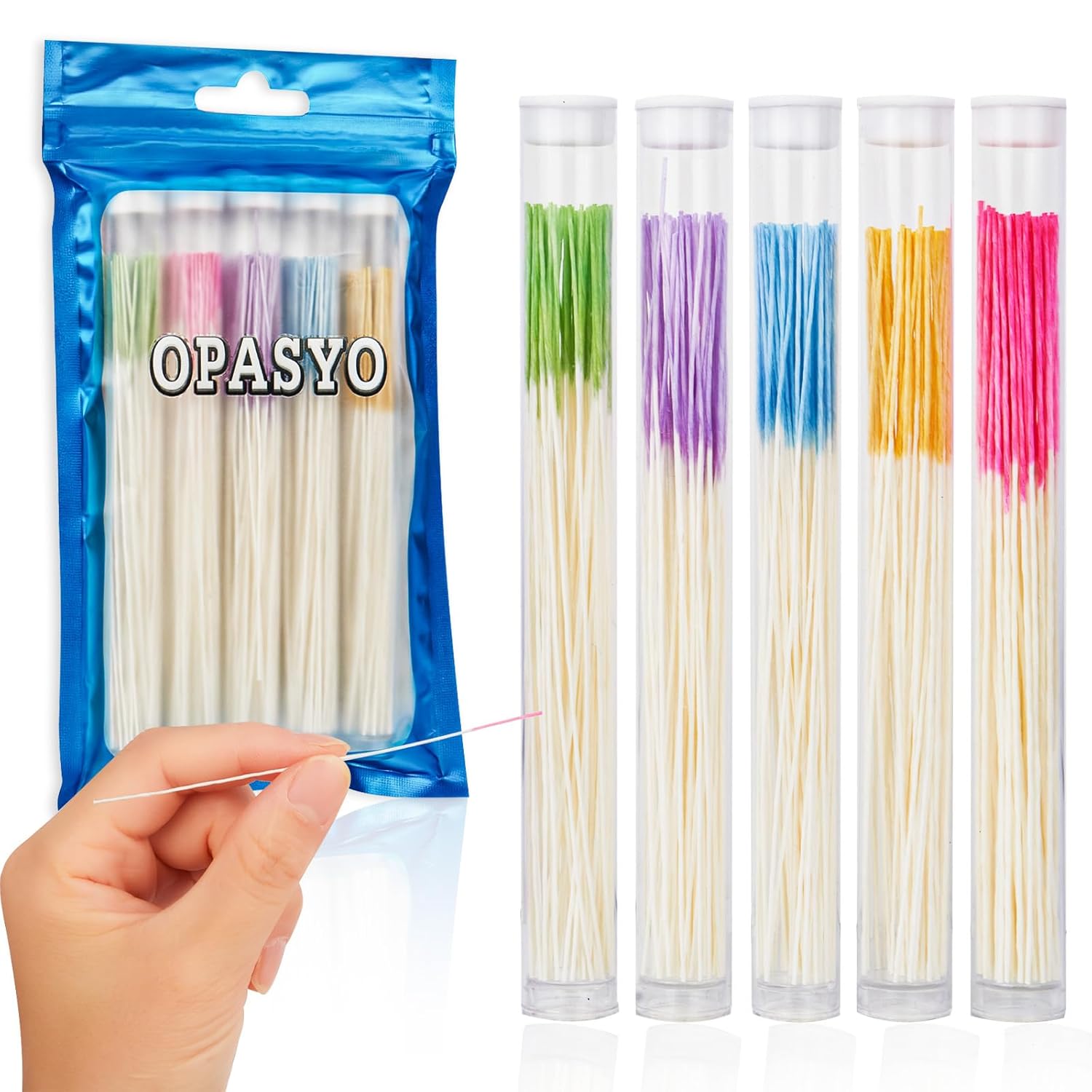 Ear Hole Cleaner 300PCS Ear Piercing Cleaner Floss 5 Colors Earring Hole Cleaner for Girls Women Men Disposable
