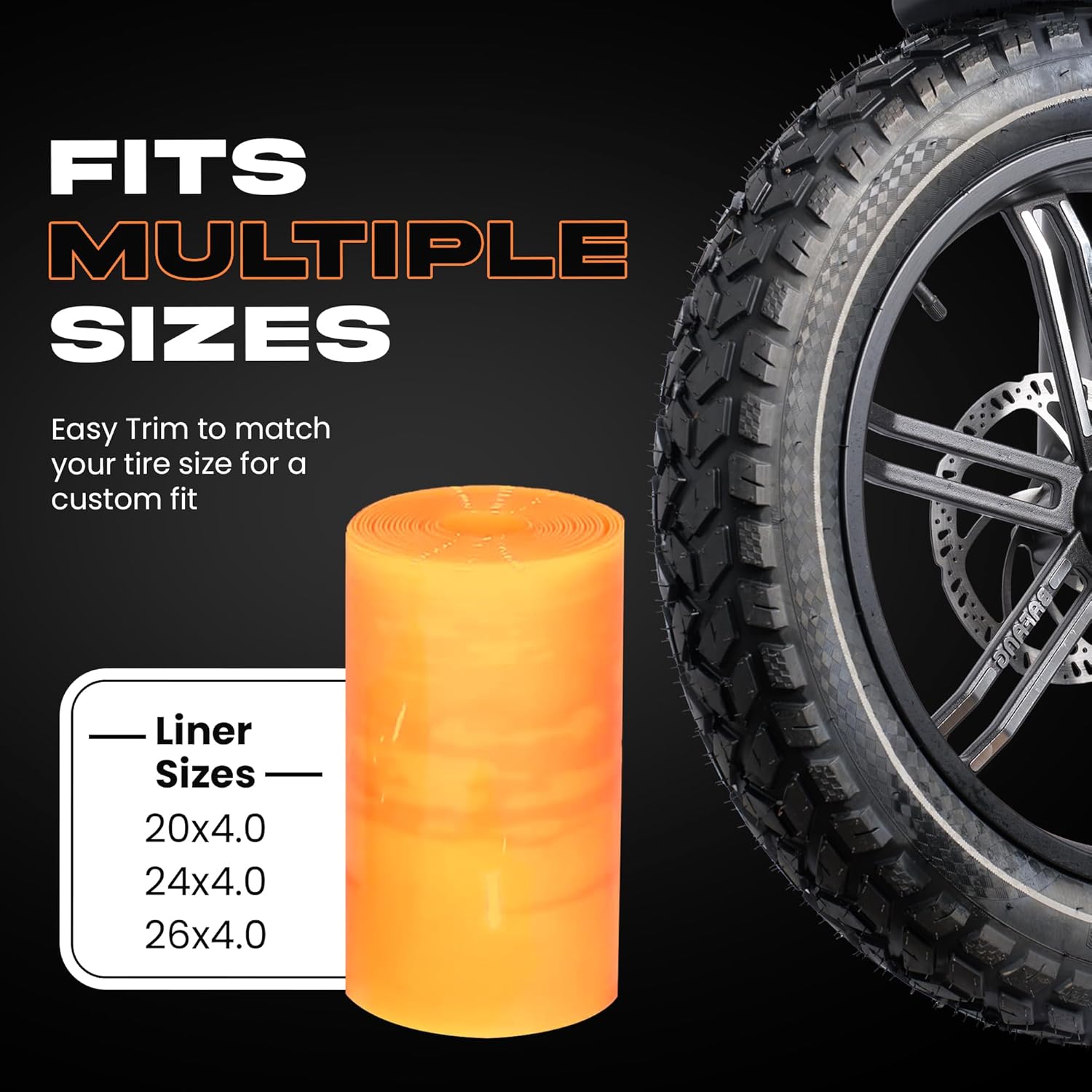 HEB Allscape Bike Tire Liner (2 Pack) - Polyurethane Bike Tube Protector Liner - Easy-to-Install, Heat & Weather Resistant Fat Tire Liner 20x4 / 24x4 / 26x4 Fat Bike Tube Liner