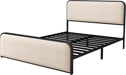 Miniatura 88 de SOFTSEA Cama de plataforma tapizada tamaño Queen con cajón de almacenamiento, marco de cama tapizado con cabecera con respaldo de alas, soporte de