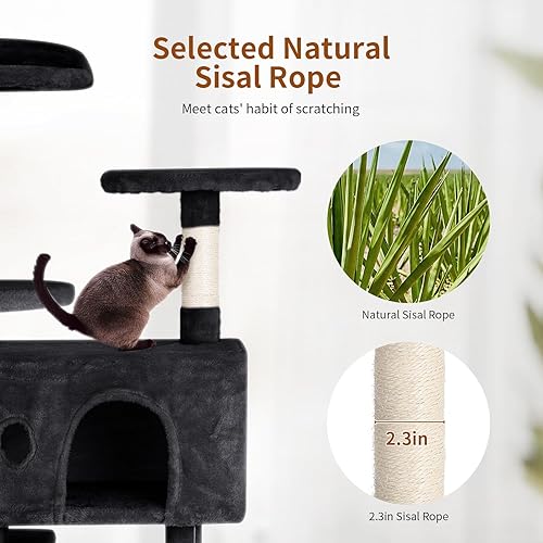 Miniatura 3 de PayLessHere Árbol para gatos de 54 pulgadas con poste rascador para gatos, soporte de condominio de varios niveles para gatos, centro de actividades