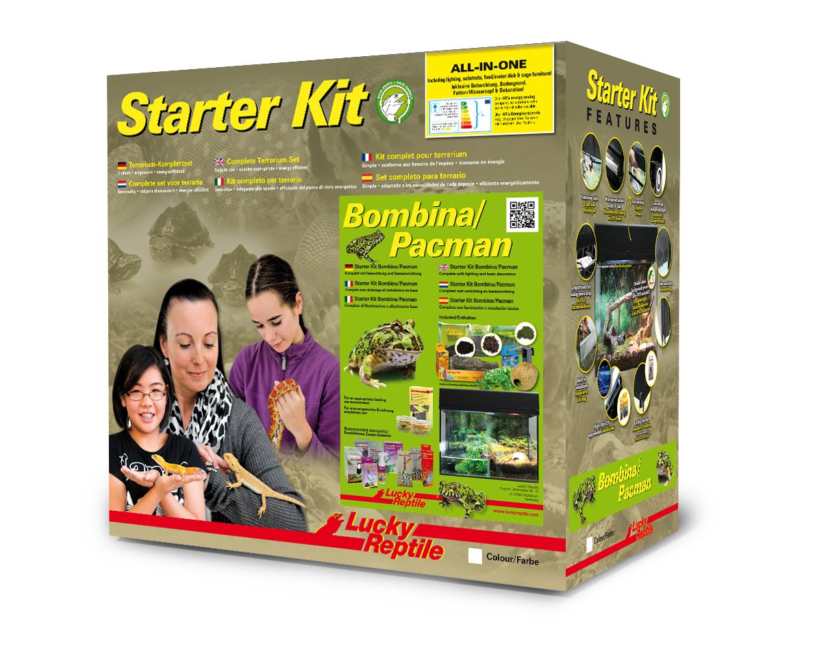 Lucky Reptile Starter Kit Bombina/Pacman 50 cm - hochwertiges Terrarium Komplettset für Frösche - Terrarien Set mit Glassteg & Innenfilter - Amphibien Starter Set für Einsteiger in schwarz