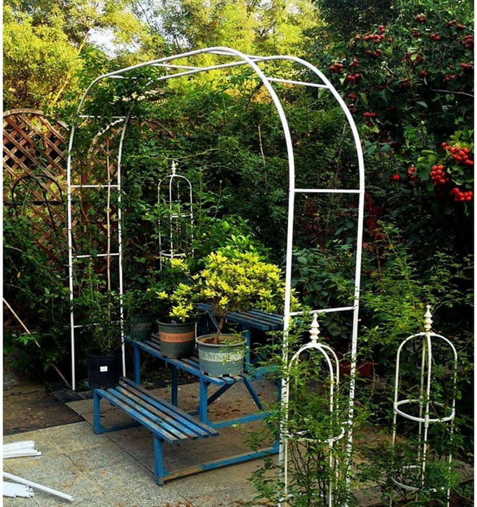 Schwerer Du Metall-Gartenbogen für Kletterpflanzen & Rosen Hochzeitslaube Stabiler Stützbogen in Schwarz 120 x 240 cm Breite 1,4 m x H 2