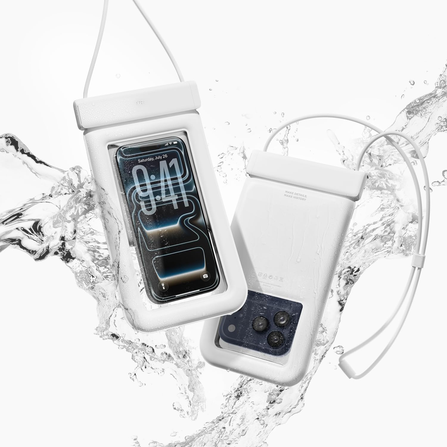 elago Waterproof Phone Pouch for iPhone 16/15/14/13/12/11 Series, Galaxy S25/S24/S23/S22/S21 Series - Underwater Screen Touchable Dry Bag, Dual Zipper