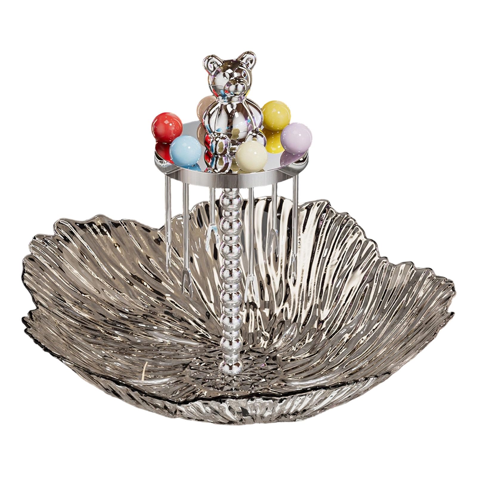 SHINLHUA Kitchen Serving Tray with 6 Stainless Steel Forks Multifunctional Dessert Fruit Plate Elegant Snacks Holder Fruit Plate Forks
