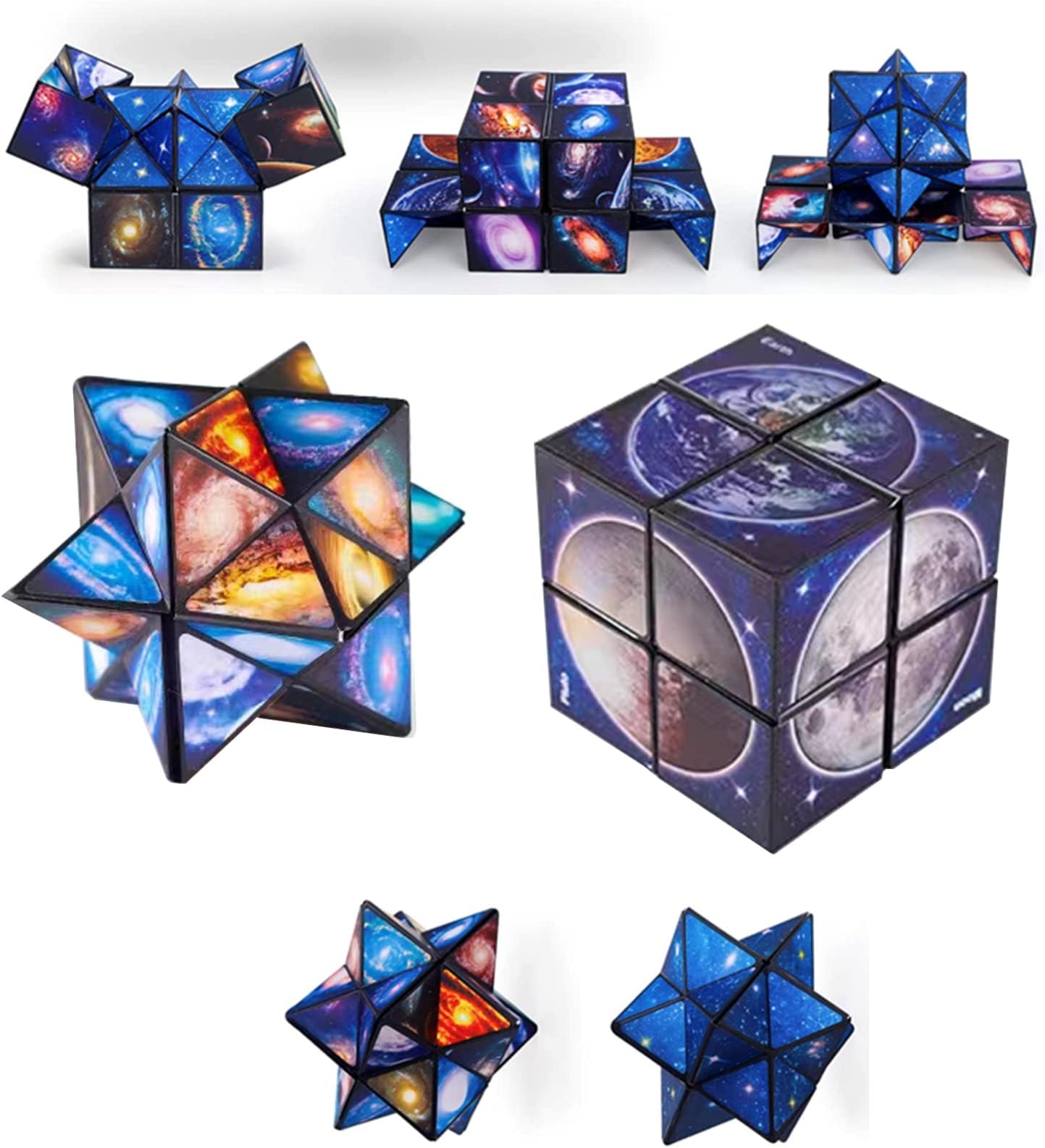 WoeauMagic Star Cube 2 in 1-2x2 Galaxy Magic Cube, Children's Intellectual Development, Decompress, Relax, Interesting Birthday/Christmas/Anniversary 3D Magic Cube Gifts