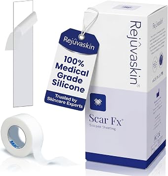 Rejuvaskin Scar Fx Silicone Sheeting, 1.5 Inch x 9 Inches Silicone Tape for C-Section Scars, 1 Sheet, Soften, Flatten & Reduce the Appearance of Scars