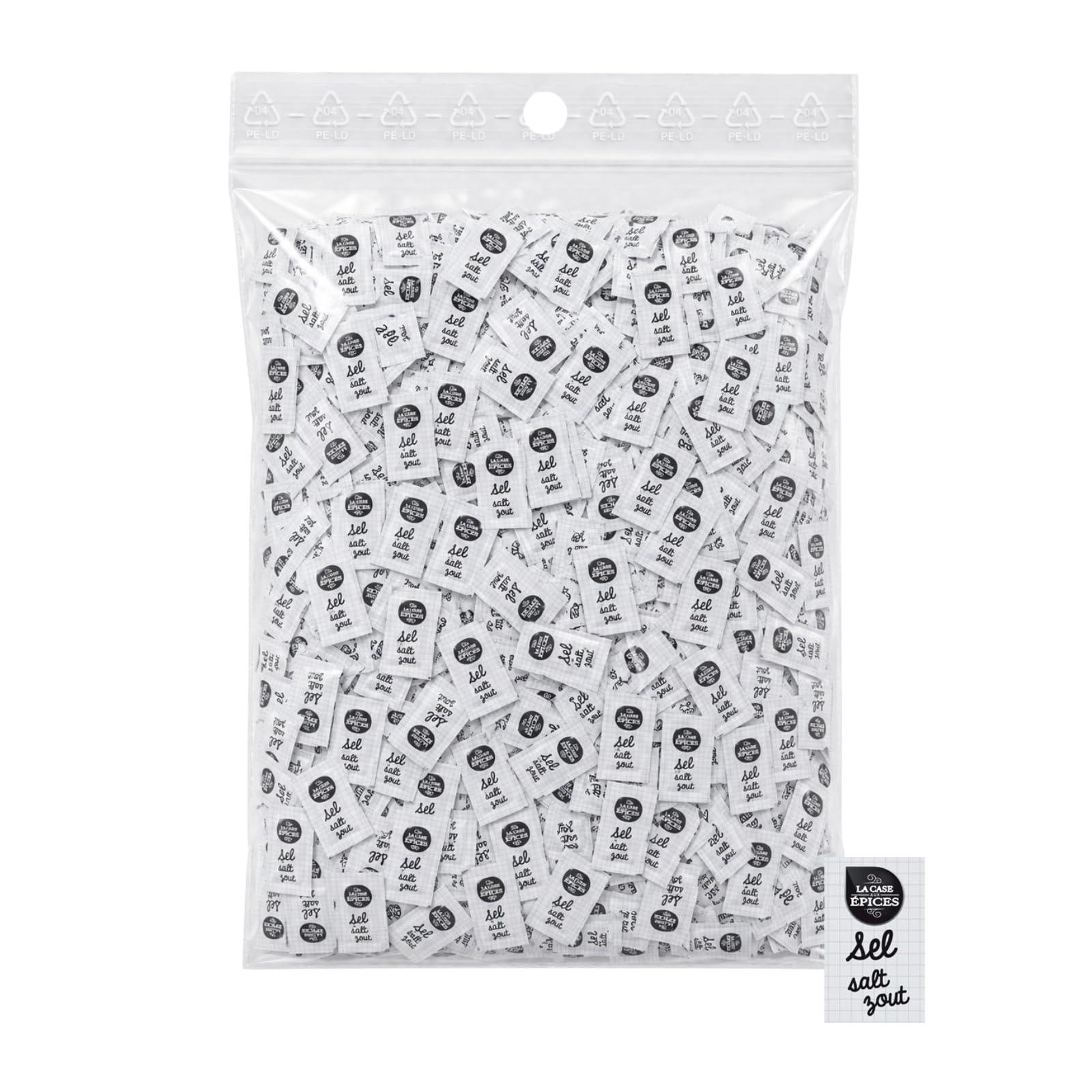 LA CASE AUX EPICES - 500 sachets de sel - Doses individuelles de 0,8 g | Sel de table en dosettes - Idéal restauration, traiteur, hôtel, food truck, repas à emporter - Pratique et hygiénique