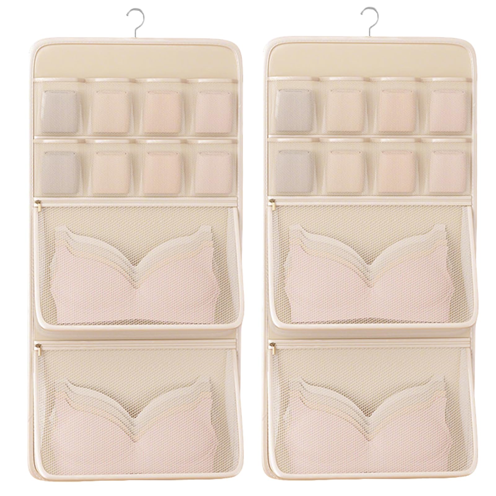 2 PCs Hanging Closet Wardrobe Storage Beige Bra Underwear Socks Ties