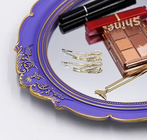 Miniatura 10 de Espejo de pared ovalado, estilo vintage, rosa, montado en la pared (dorado)