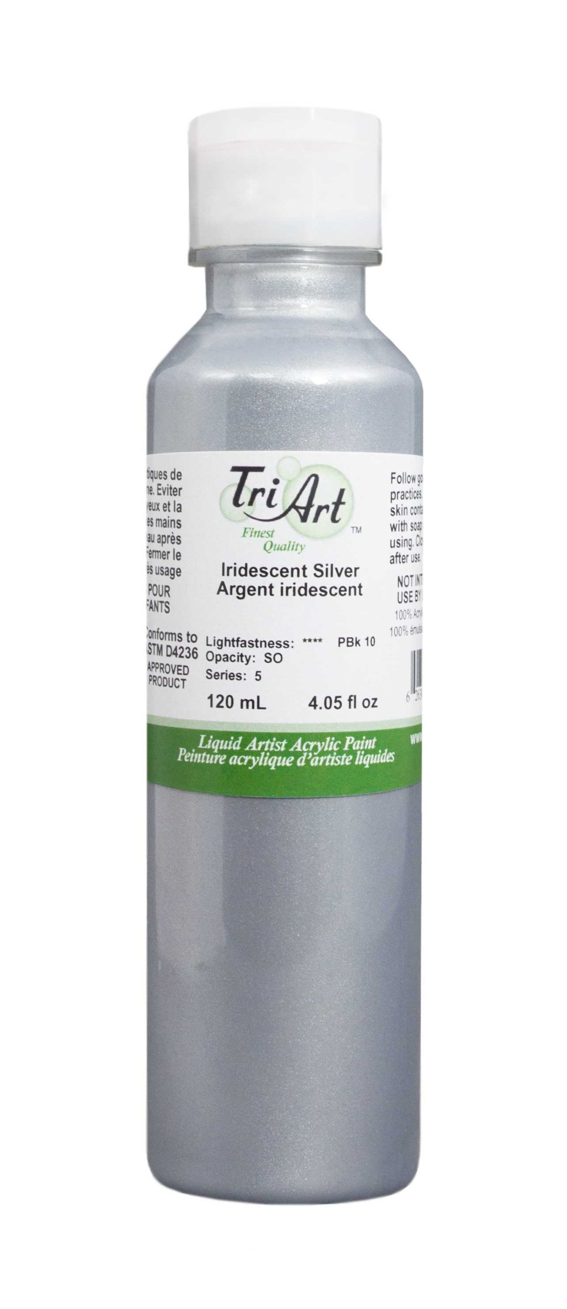 Tri-Art Finest Liquids Artist Acrylics, 120ml, Iridescent Silver