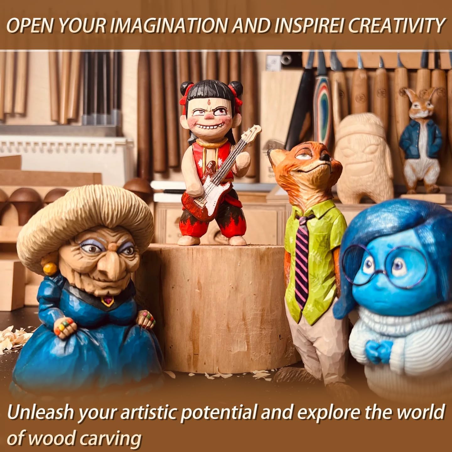 Deluxe Wood Carving Kit - 21Pcs Wood Carving Tools with Leather Storage Bag,Wood Carving Tools Set with 8Pcs Whittling Knives, 8Pcs Detail Carving Knives,Wood Whittling Kit for Beginners