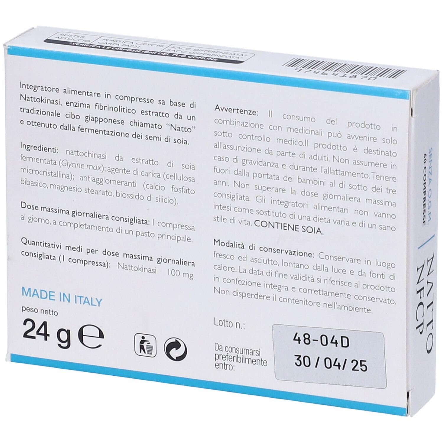 Natur Natto NFCP, Integratore Alimentare con Nattokinasi, 60 Compresse