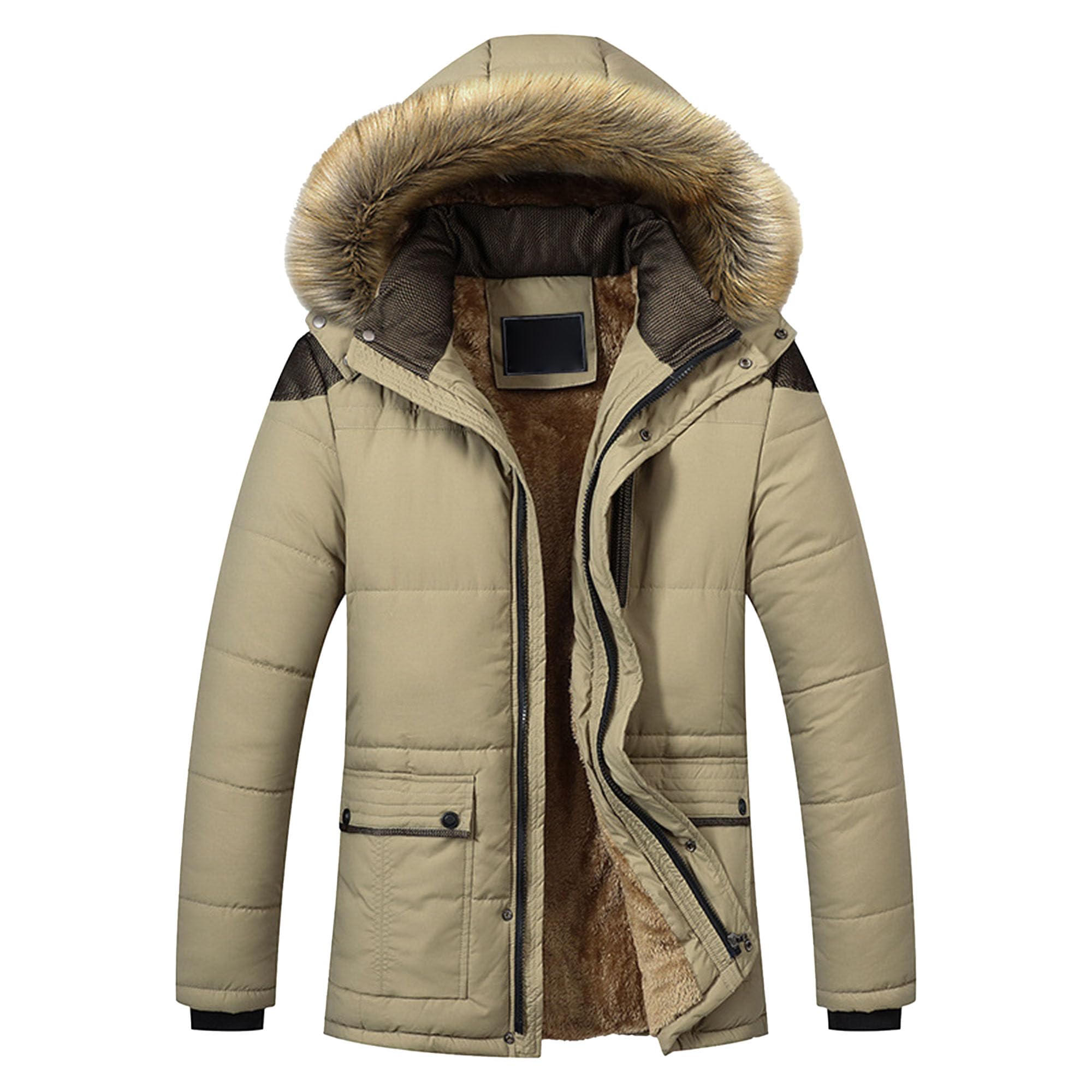 Manteaux longs d'hiver pour hommes coupe-vent imperméable avec doublure polaire