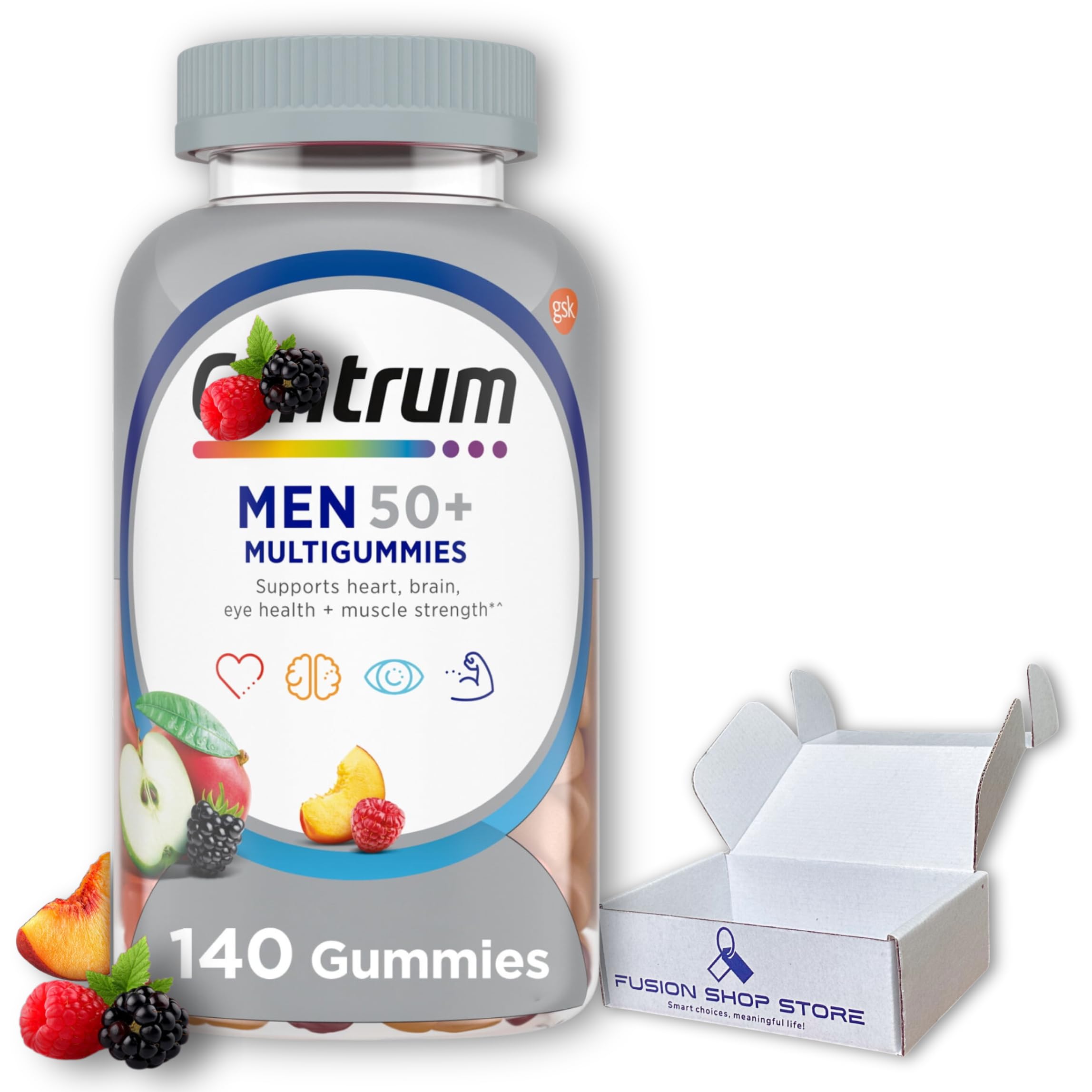 Silver Men 50 Plus - 140 Multivitamin Gummies (Pack of 1), Energy Support Supplement., Boxed by Fusion Shop Store