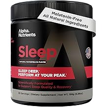 Sleep Aid for Adults - Magnesium Glycinate Powder - Melatonin Free Formula with L-Theanine Glycine Inositol - Natural Deep Sleep &amp; Recovery for Peak Performance - 30 Servings